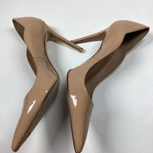 Stuart Weitzman Beige Patent Leather Pointed Toe Heels Size 9.5 - Picture 7 of 14